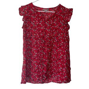 Oh! Mamma Red Floral Sleeveless Maternity Blouse Medium